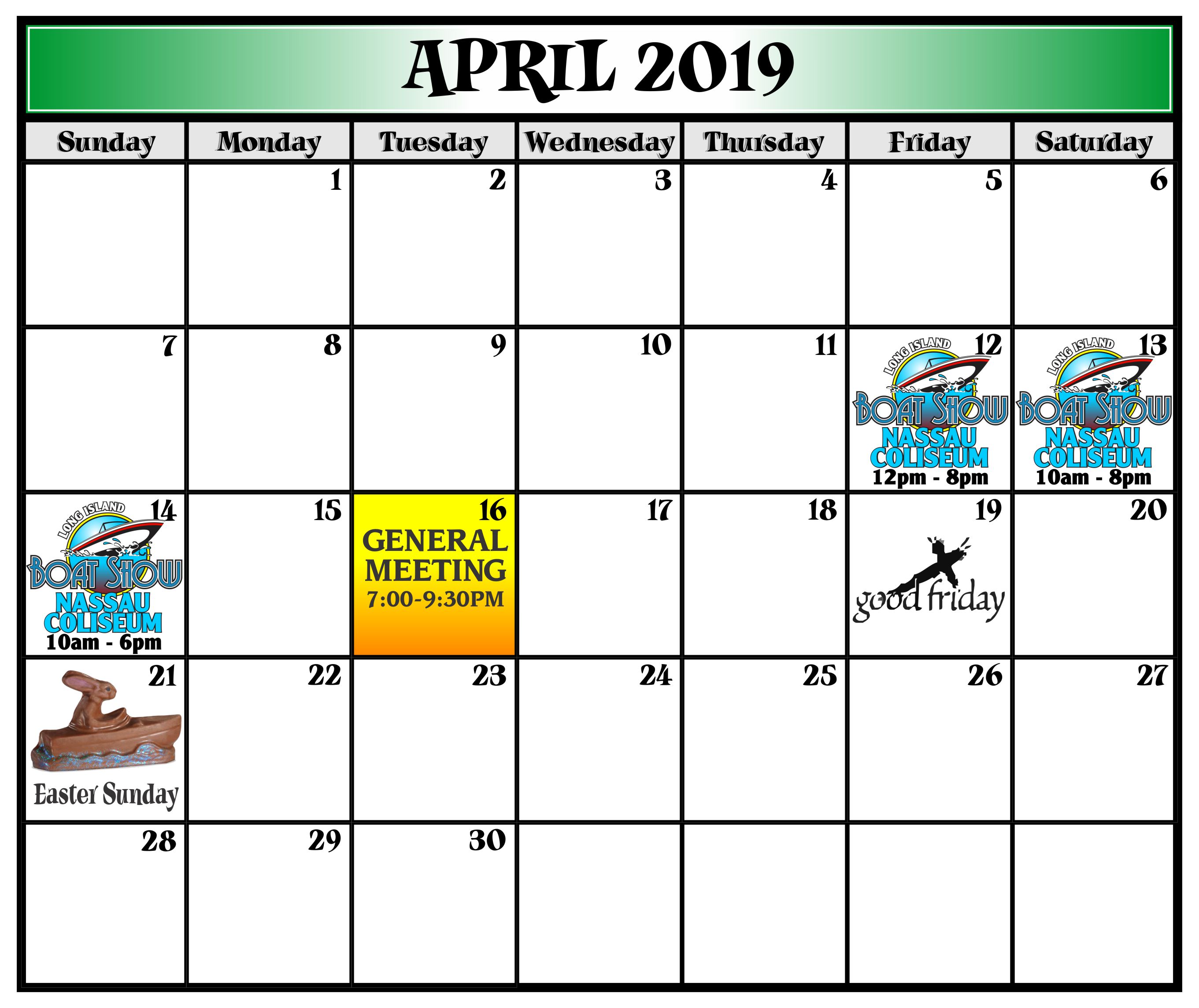 Calendar for Freeport Hudson Anglers Inc